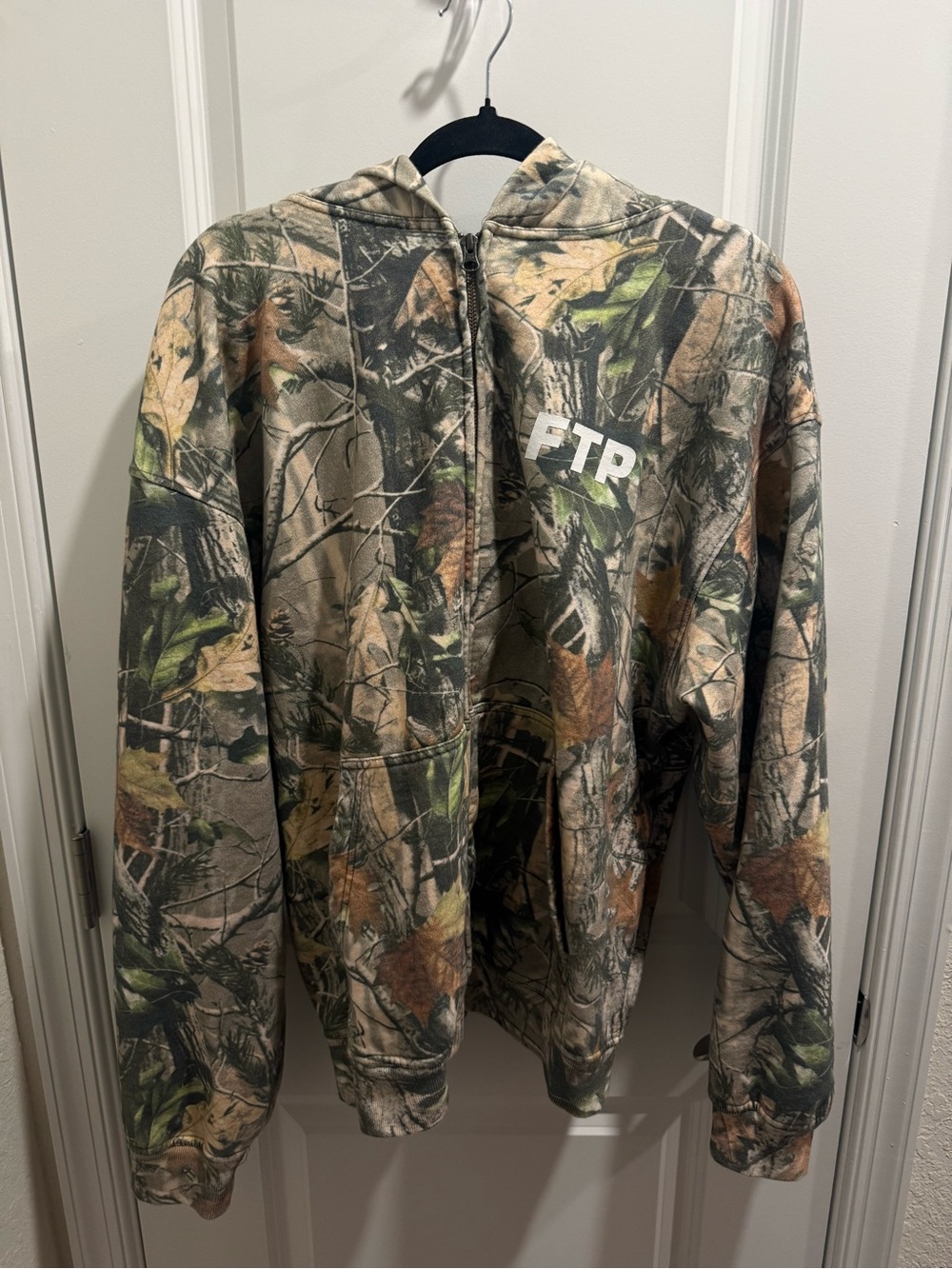 FTP Camo Zip-Up Hoodie with White Logo
